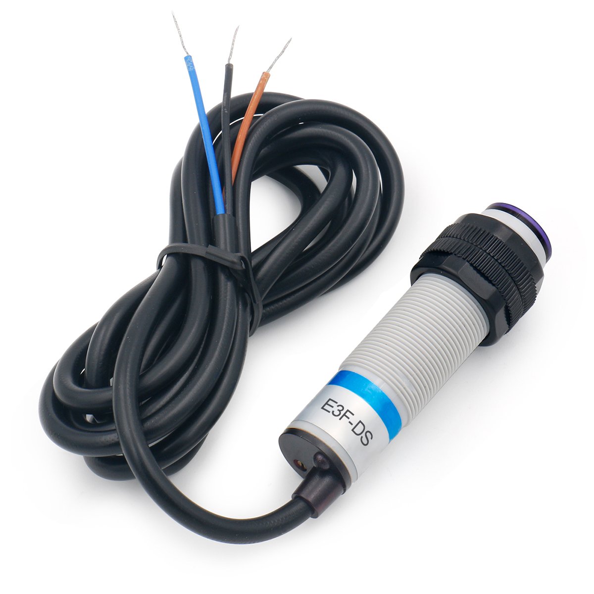 Heschen M18 Photoelectric Sensor Diffuse Reflection Sensor Switch E3F-DS10P3 PNP NO+NC DC10-30V 200mA Sensing Distance 10cm 4 Wires