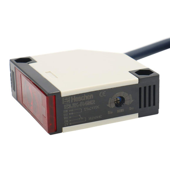Heschen Photoelectric Switch E3JK-R4M2 DC 12-24V Feedback Reflection Type Detection Distance 4m with Reflector Panel