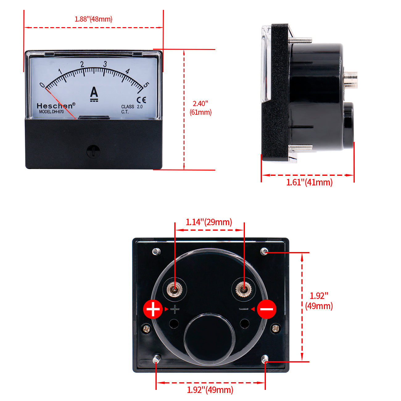 Testeur d'ampèremètre DH-670 DC 0-5A