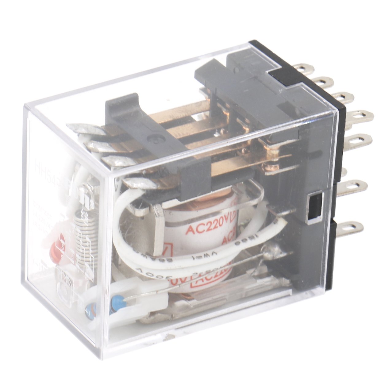 Heschen Gereral Purpose Power Relay HH54P-L 220VAC Coil 3A 220VAC/24VDC 4PDT 14 Pin Terminals LED Indicator, Pack of 2