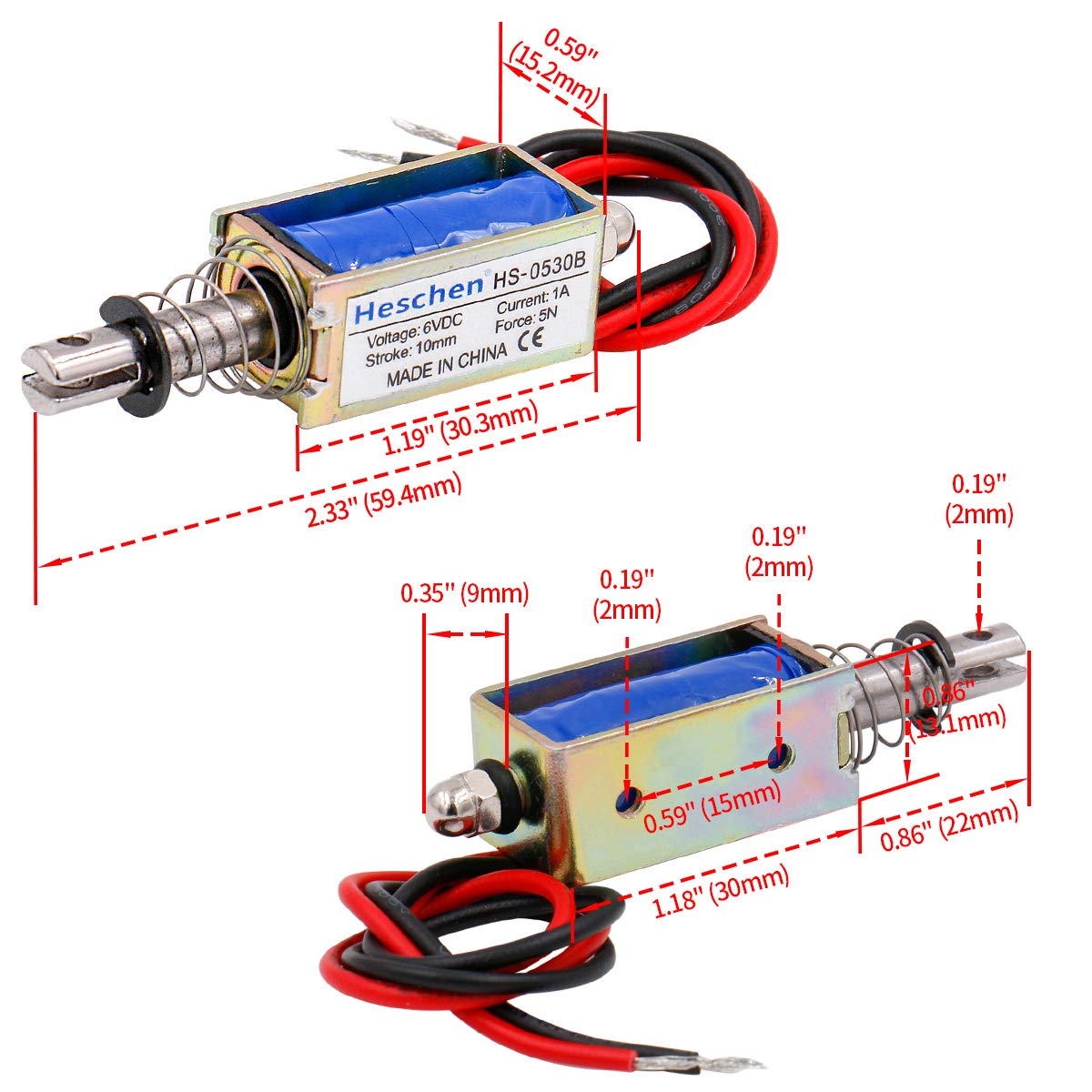 Elettromagnete A Solenoide Heschen DC12V - 4N, Corsa 10mm, Tipo Push Pull - Foto 5