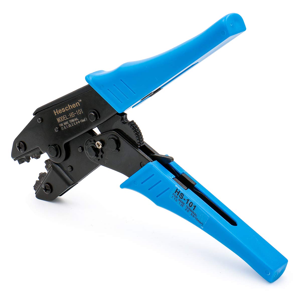 Heschen Ratchet Crimper Plier HS-101 Non-Insulated Cable Terminals Crimping Tools Use for 1.5-10 mm² (15-7 AWG) Blue