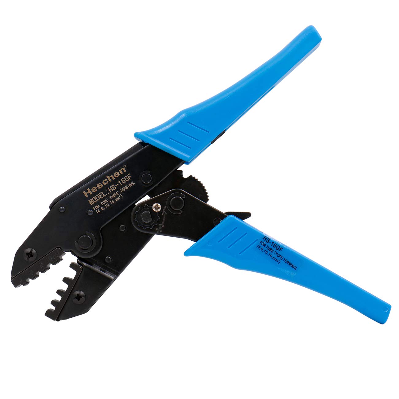 Heschen Ratchet Crimper Plier HS-16GF Insulated Terminals & Tube Connector Crimping Tools Use for 4-16 mm² (11-5 AWG) Blue