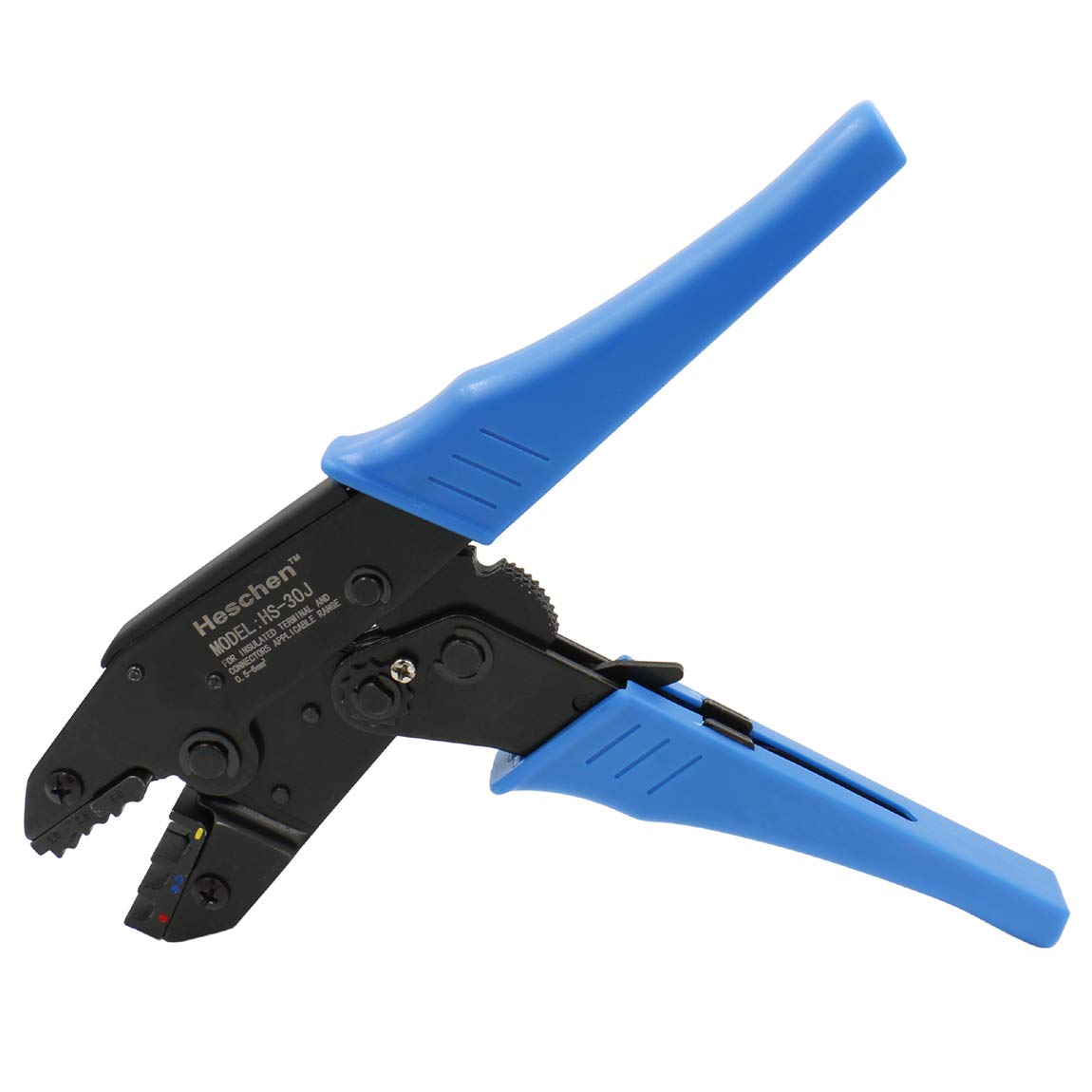 Heschen Ratchet Crimper Plier HS-30J Insulated Cable Terminals Crimping Tools Use for 1-2.5-6 mm² (20-10 AWG) Blue