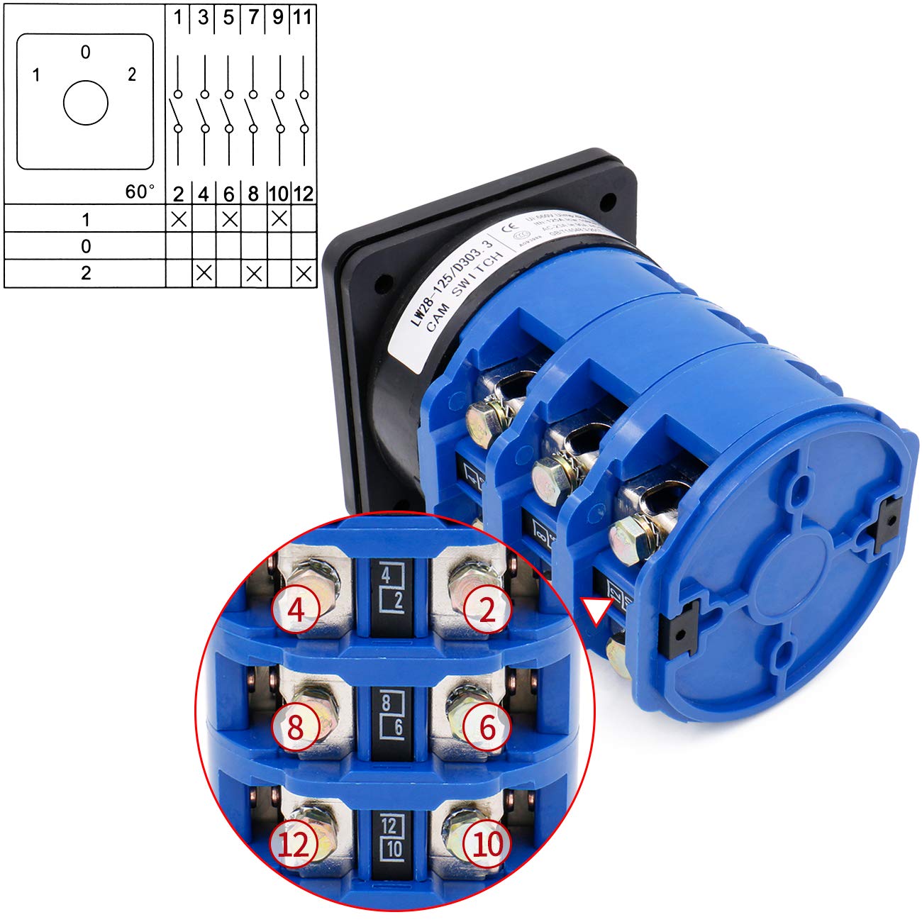 Rotary Changeover Cam Switch 125A 660VAC ON OFF ON 3 Position 3 Phase rotary-changeover-cam-switch-125a-660vac-on-off-on-3-position-3-phase