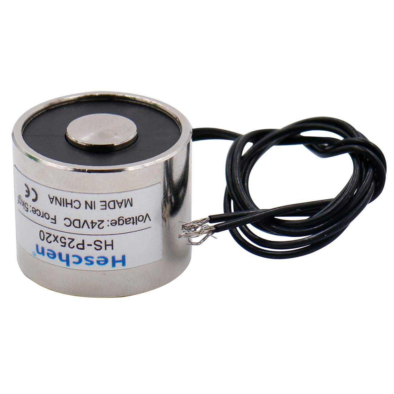 Heschen Electromagnet Magnet Solenoid HS-P25-20, OD: 25mm, DC 12V/24V, 5Kg/11 lb