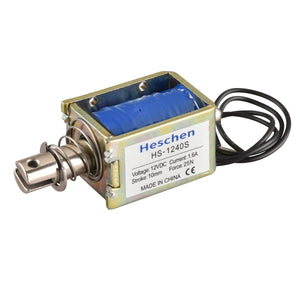 Hechen Solenoid Electromagnet, HS-1240S, DC12V/24V 25N, 10mm Stroke, Push Pull Type Open Frame Door Lock