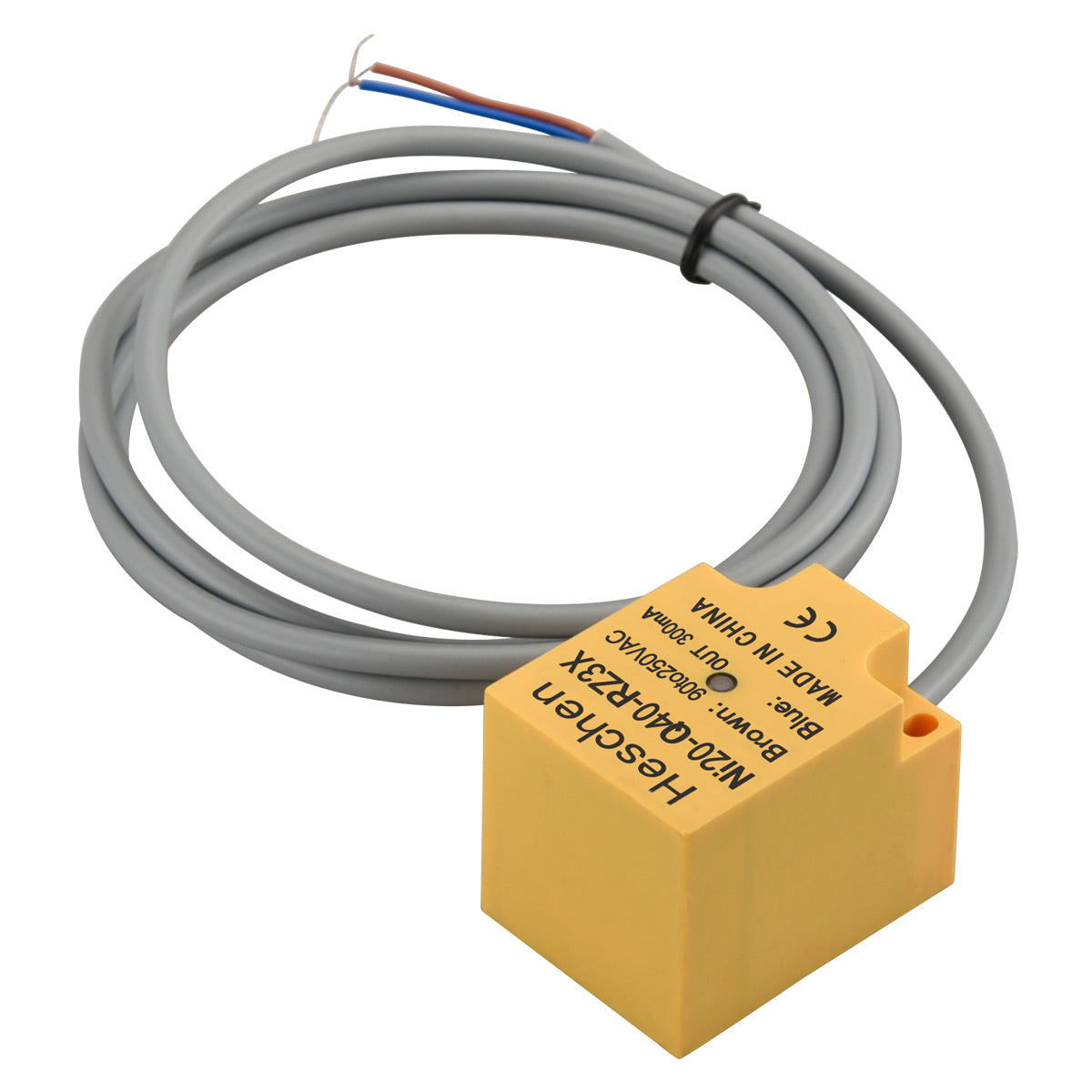 Heschen 20mm Detect, Cuboid, Height 40 mm Inductive Sensor Switch Ni2O-Q40-RZ3X AC 90-250V 2 Wire NO(Normally Closed) CE