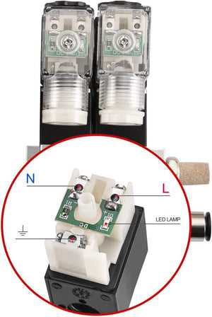 Heschen Électrovanne triple pneumatique électrique, 3V210-08, DC24V, PT1/4, 3/2 voies, ensemble de raccords rapides de silencieux de base de collecteur Heschen Électrovanne triple pneumatique électrique, 3V210-08, DC24V, PT1/4, 3/2 voies, ensemble de raccords rapides de silencieux de base de collecteur