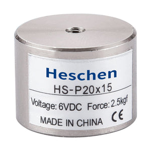 Heschen Electromagnet Magnet Solenoid P20/15, OD: 20mm, 2.5Kg/5.5lb