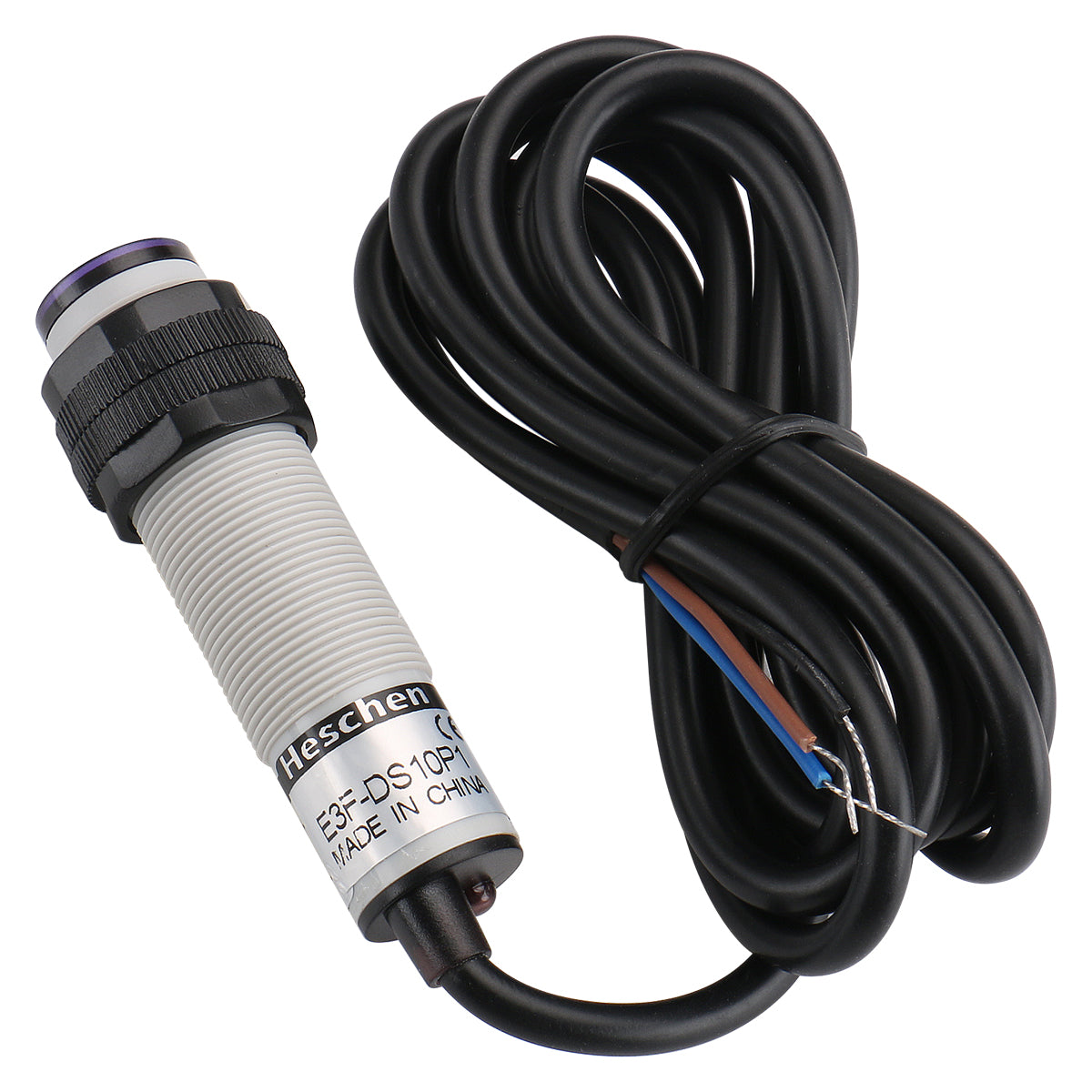 Heschen M18 Photoelectric Sensor Diffuse Reflection Sensor Switch E3F-DS10P1 PNP NO DC10-30V 200mA Sensing Distance 10cm 3 Wires