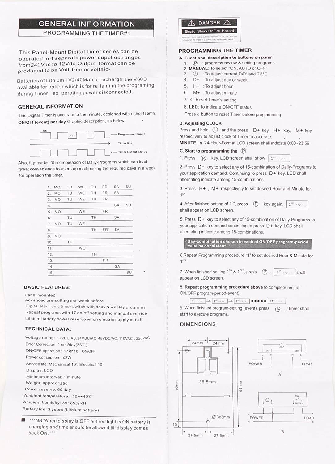 Interruptor temporizador programable 240v
