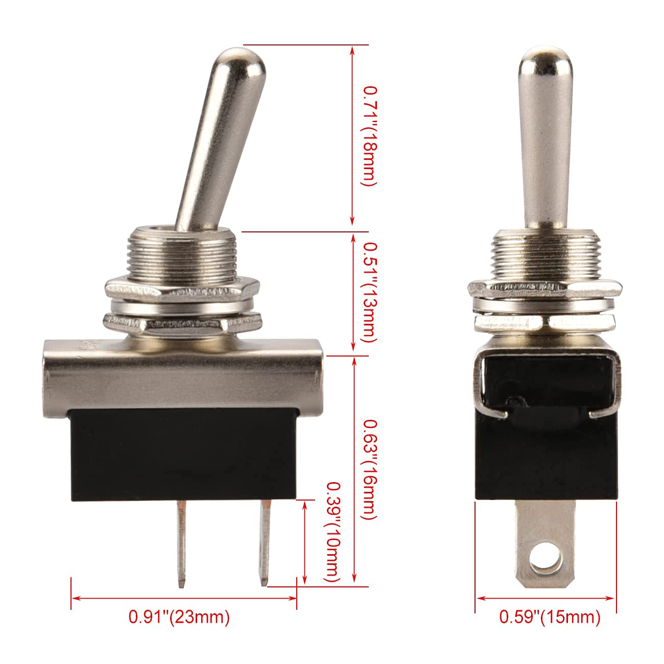 Geartronics 5-Pack 12V Waterproof SPST On/Off Toggle Switches - For Marine, Car, Dash, Boat