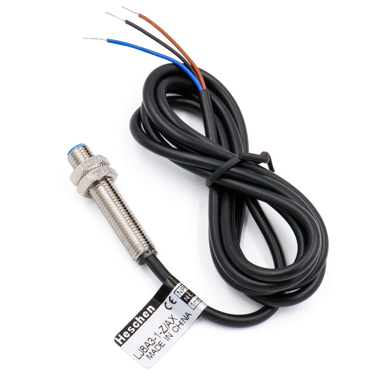 Heschen M8 Inductive Proximity Sensor Switch Shield Type LJ8A3-1-Z/AX Detector 1mm 10-30VDC 200mA NPN Normally Closed(NC) 3 Wire