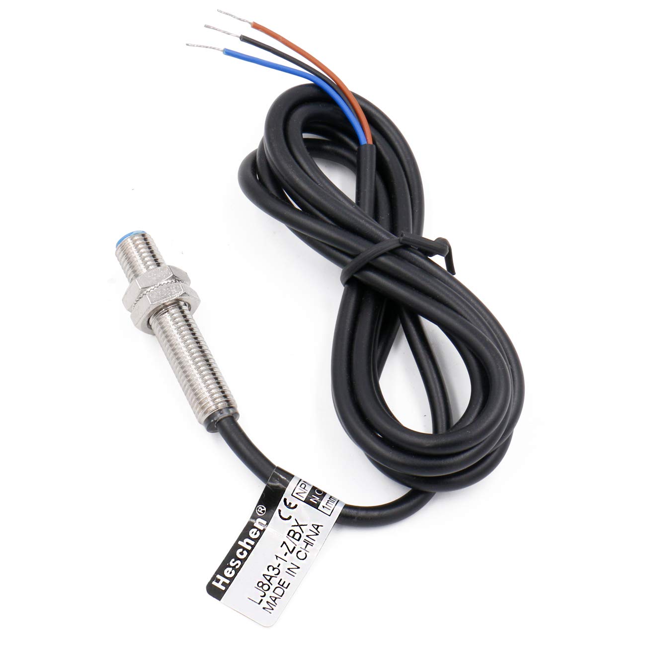 Heschen M8 Inductive Proximity Sensor Switch Shield Type LJ8A3-1-Z/BX Detector 1mm 10-30VDC 200mA NPN Normally Open(NO) 3 Wire