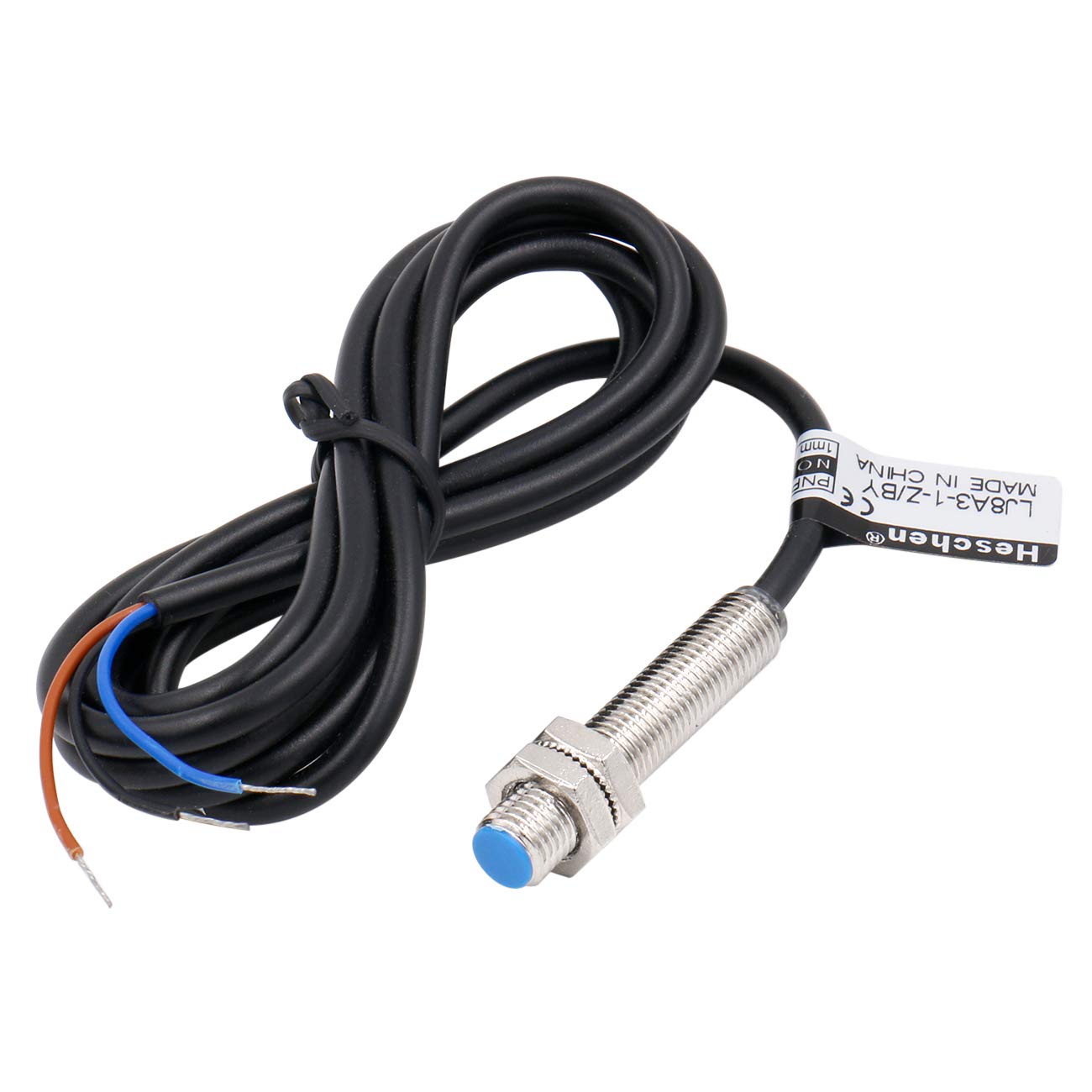 Heschen M8 Inductive Proximity Sensor Switch Shield Type LJ8A3-1-Z/BY Detector 1mm 10-30VDC 200mA PNP Normally Open(NO) 3 Wire