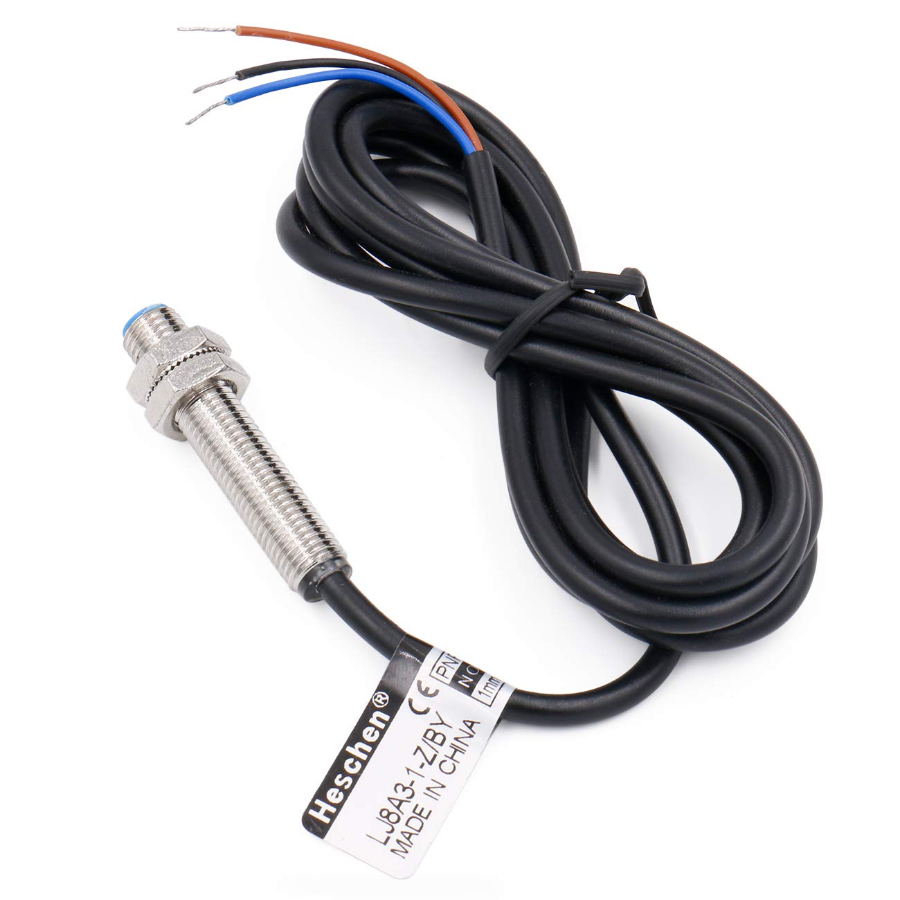 Heschen M8 Inductive Proximity Sensor Switch Shield Type LJ8A3-1-Z/BY Detector 1mm 10-30VDC 200mA PNP Normally Open(NO) 3 Wire