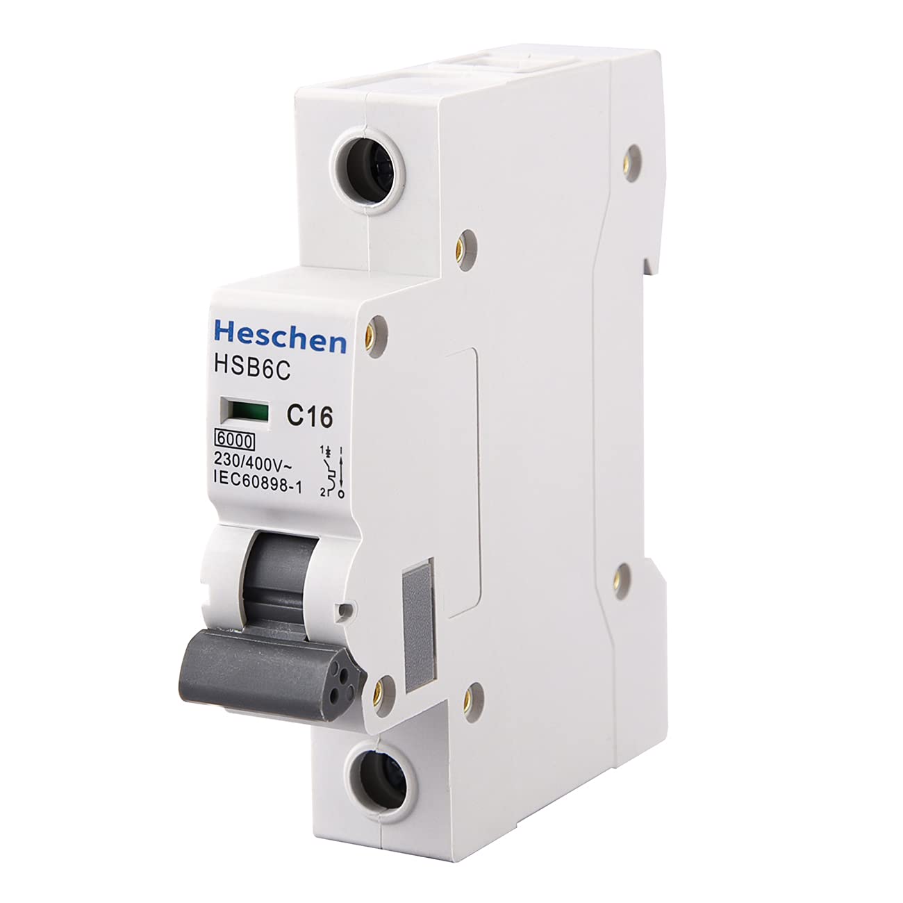 Heschen Miniature Circuit Breaker HSB6C, 16 Amp Current, 1 Pole, Type C, 6kA Breaking Capacity, DIN Rail Mounting