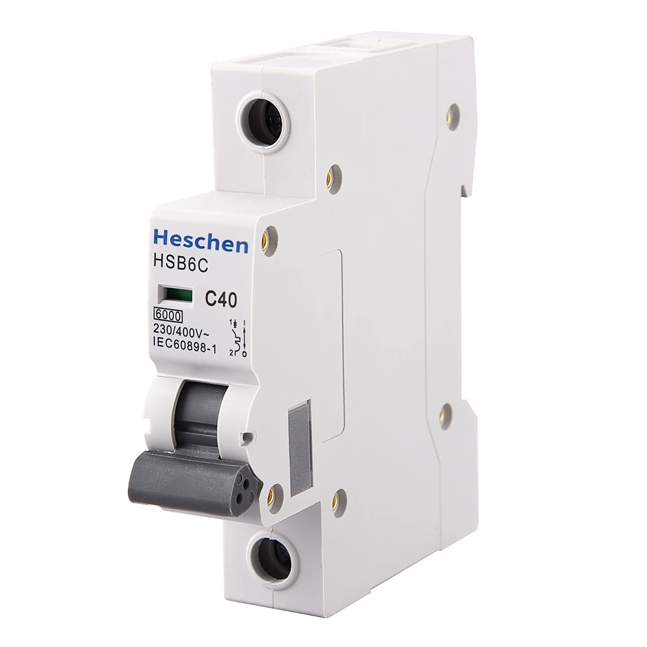 Heschen Miniature Circuit Breaker HSB6C, 40 Amp Current, 1 Pole, Type C, 6kA Breaking Capacity, 35mm DIN Rail Mounting