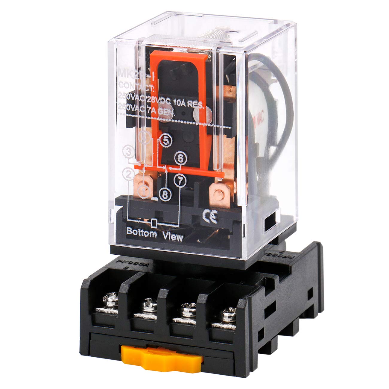 Heschen Gereral Purpose Relay MK2P-I AC 220V Coil DPDT 8 Pin with Plug-in Terminal Socket PYF83A