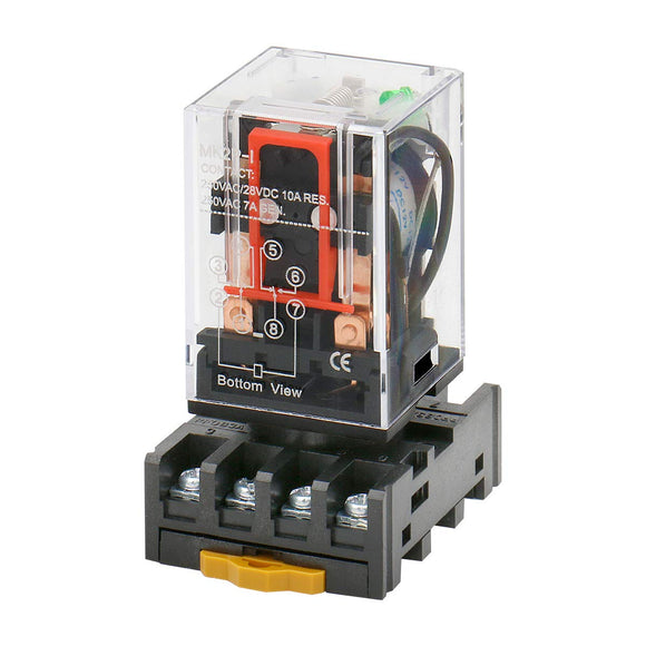 Heschen Gereral Purpose Relay MK2P-I DC 12V Coil DPDT 8 Pin with Plug-in Terminal Socket PYF83A