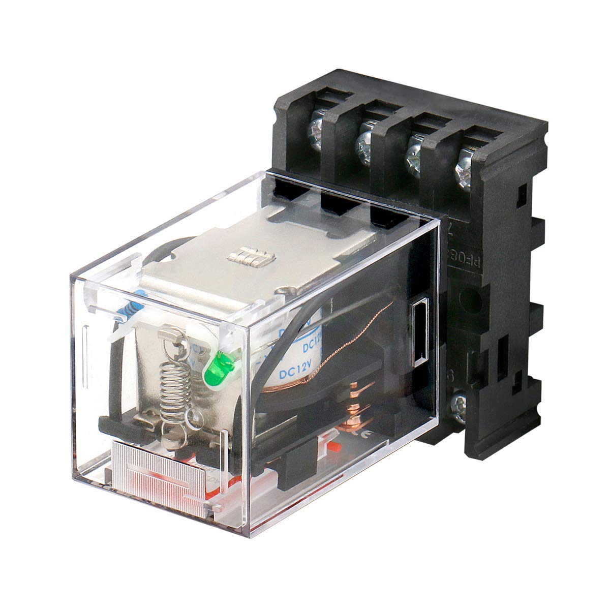 Heschen Gereral Purpose Relay MK2P-I DC 12V Coil DPDT 8 Pin with Plug-in Terminal Socket PYF83A