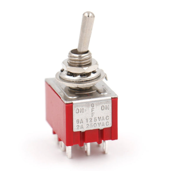 Heschen Miniature Toggle Switch MTS-303 ON-OFF-ON 3PDT 9 Pin, 2A 250V, 6A 125V, UR listed, Pack of 5