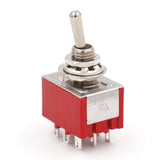 Heschen Miniature Toggle Switch MTS-303 ON-OFF-ON 3PDT 9 Pin, 2A 250V, 6A 125V, UR listed, Pack of 5