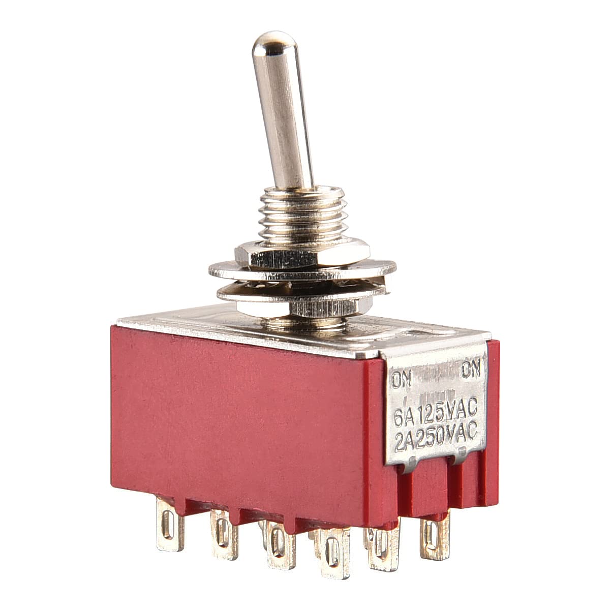 Heschen Miniature Toggle Switch MTS-402 ON-ON 4PDT 12 Pin, 2A 250V, 5A 120V, UR listed, Pack of 5