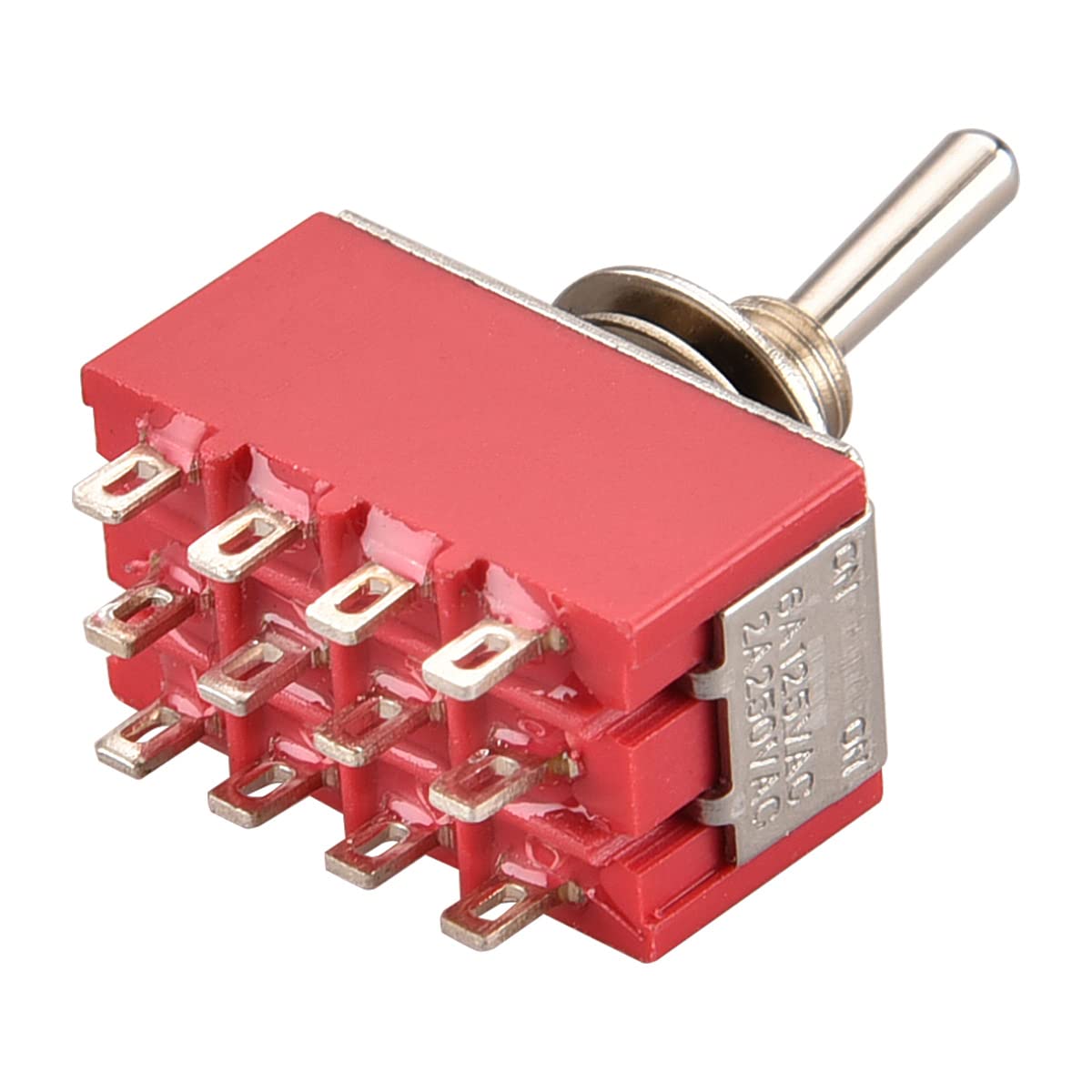 Heschen Miniature Toggle Switch MTS-402 ON-ON 4PDT 12 Pin, 2A 250V, 5A 120V, UR listed, Pack of 5