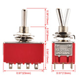 Heschen Miniature Toggle Switch MTS-402 ON-ON 4PDT 12 Pin, 2A 250V, 5A 120V, UR listed, Pack of 5