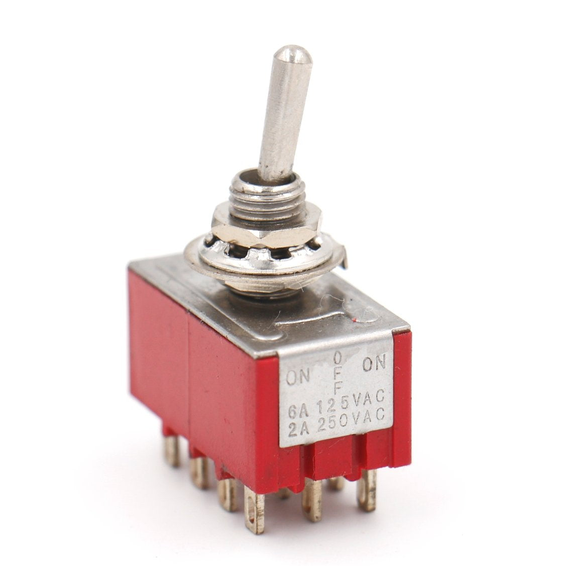Heschen Miniature Toggle Switch MTS-403 ON-OFF-ON 4PDT 12 Pin, 2A 250V, 6A 125V, UR listed, Pack of 5