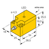 Heschen 10mm Detect, Cuboid, Height 25 mm Inductive Sensor Switch Ni10-Q25-RD4X DC 10-30V 2 Wire NC(Normally Closed) CE