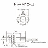 Heschen 4mm Non-embedded Inductive Sensor Switch Ni4-M12-RP6X Cylindrical Type DC 10-30V 3 Wire PNP NC(Normally Closed) CE