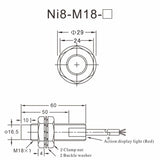 Heschen 16mm Non-embedded Inductive Sensor Switch Ni16-M18-AN6X Cylindrical Type DC 10-30V 3 Wire NPN NO(Normally Open) CE