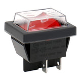 Heschen Rocker Switch ON-OFF DPST 4 Terminals Red Light 16A 250VAC with Waterproof Cover Pack of 10