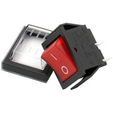 Heschen Rocker Switch ON-OFF DPST 4 Terminals Red Light 16A 250VAC with Waterproof Cover Pack of 10