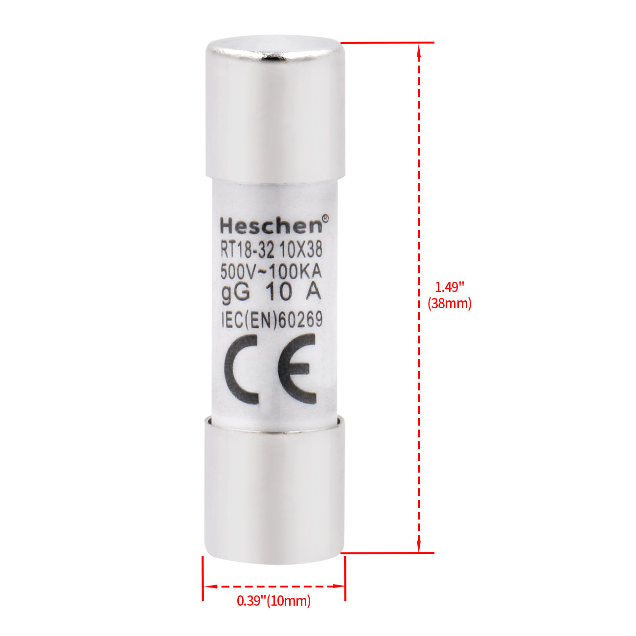 Eslabón fusible de tipo cilíndrico 10 * 38 10A