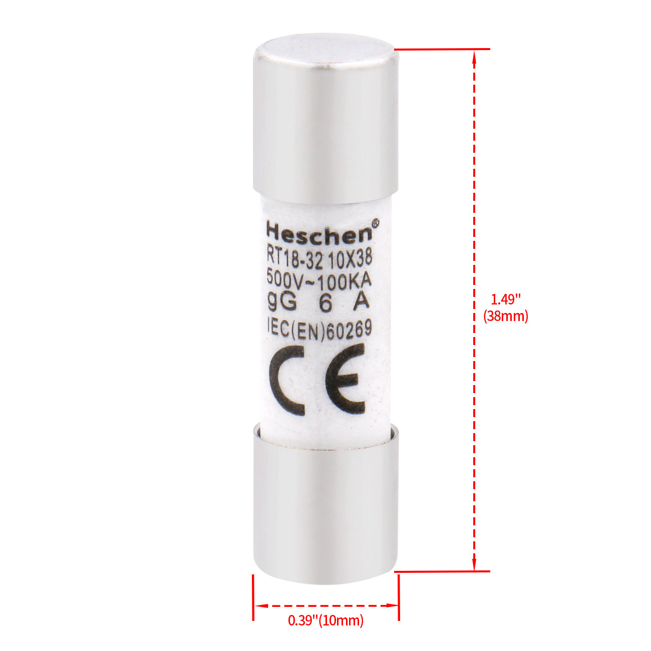 Eslabón fusible de tipo cilíndrico 10 * 38 6A