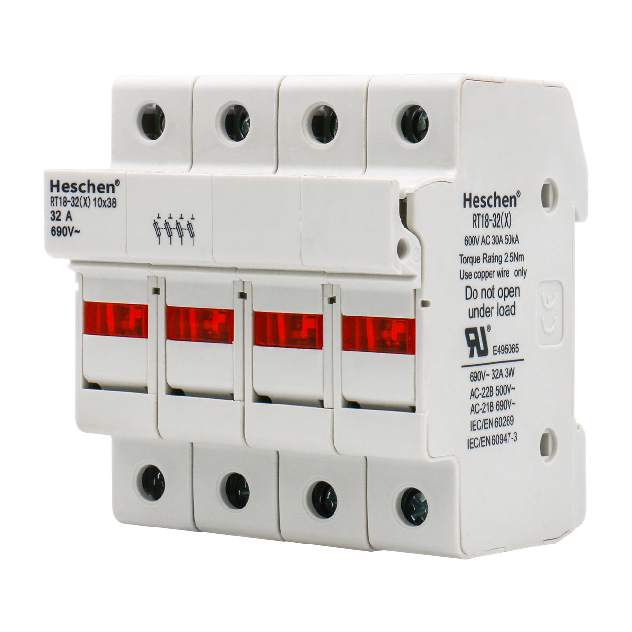 Cylindrical Type Fuse holder 4 pole