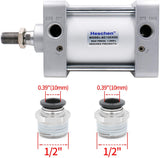 Heschen Pneumatic Air Cylinder SC 100 Series PT 1/2 Port 100mm(4") Bore Screwed Piston Rod Dual Action with 2 Fittings