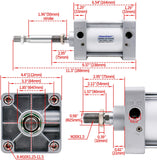Heschen Pneumatic Air Cylinder SC 100 Series PT 1/2 Port 100mm(4") Bore Screwed Piston Rod Dual Action with 2 Fittings