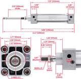 Heschen Pneumatic Standard Cylinder SC 32 PT1/8 port, 32mm(1 1/4") Bore, Single Rod Double Action with 2 Fittings