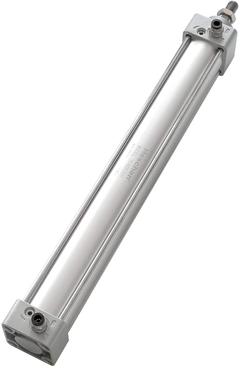 Heschen Pneumatic Air Cylinder SC 40 Series PT 1/4 Port 40mm(1-5/8") Bore Screwed Piston Rod Dual Action with 2 Fittings