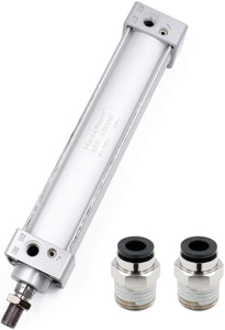 Heschen Pneumatic Air Cylinder SC 50 Series PT 1/4 Port 50mm(2") Bore Screwed Piston Rod Dual Action with 2 Fittings