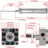 Heschen Pneumatic Air Cylinder SC 63 Series PT 3/8 Port 63mm(2.5") Bore Screwed Piston Rod Dual Action with 2 Fittings