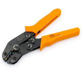 Heschen Mini Ratchet Crimper Plier SN-02C Ring & Insulated Terminals Crimping Tools Use for 0.5-2.5 mm² (20-13 AWG) Orange