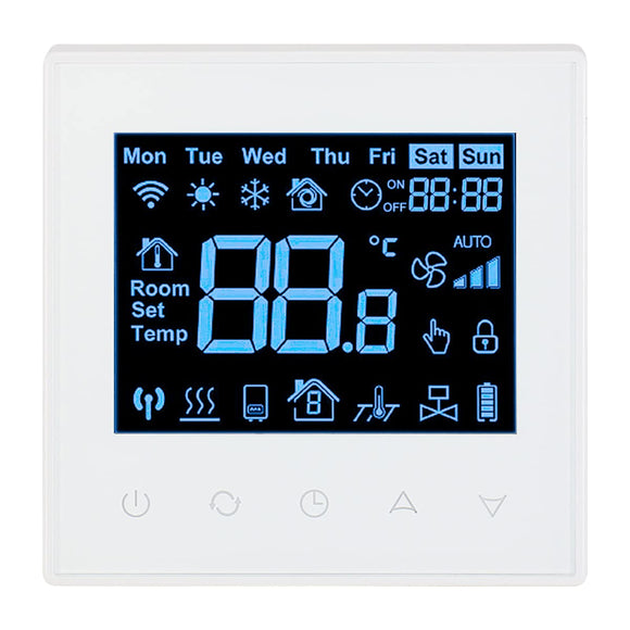 Heschen LCD Digital Black Screen Programmable Thermostat C505 AC220-240V 3 Amp Ground 7 Day Work for Radiant Floor Heating Temperature Controller White