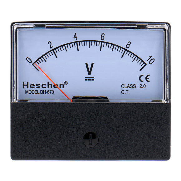 Heschen Rectangular Voltmeter Analogue Panel Volt Voltage Meter DH-670 DC 0-10V Class 2.0