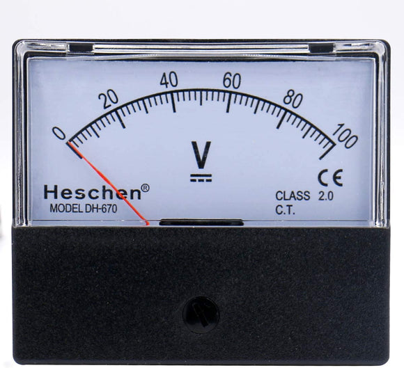 Heschen Voltmètre analogique rectangulaire 670 Style DC 0-3 V Classe 2.0